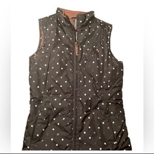 Burton | Polka Dot Puffer Vest Black & Brown Squared Polka Dot Print Size Small